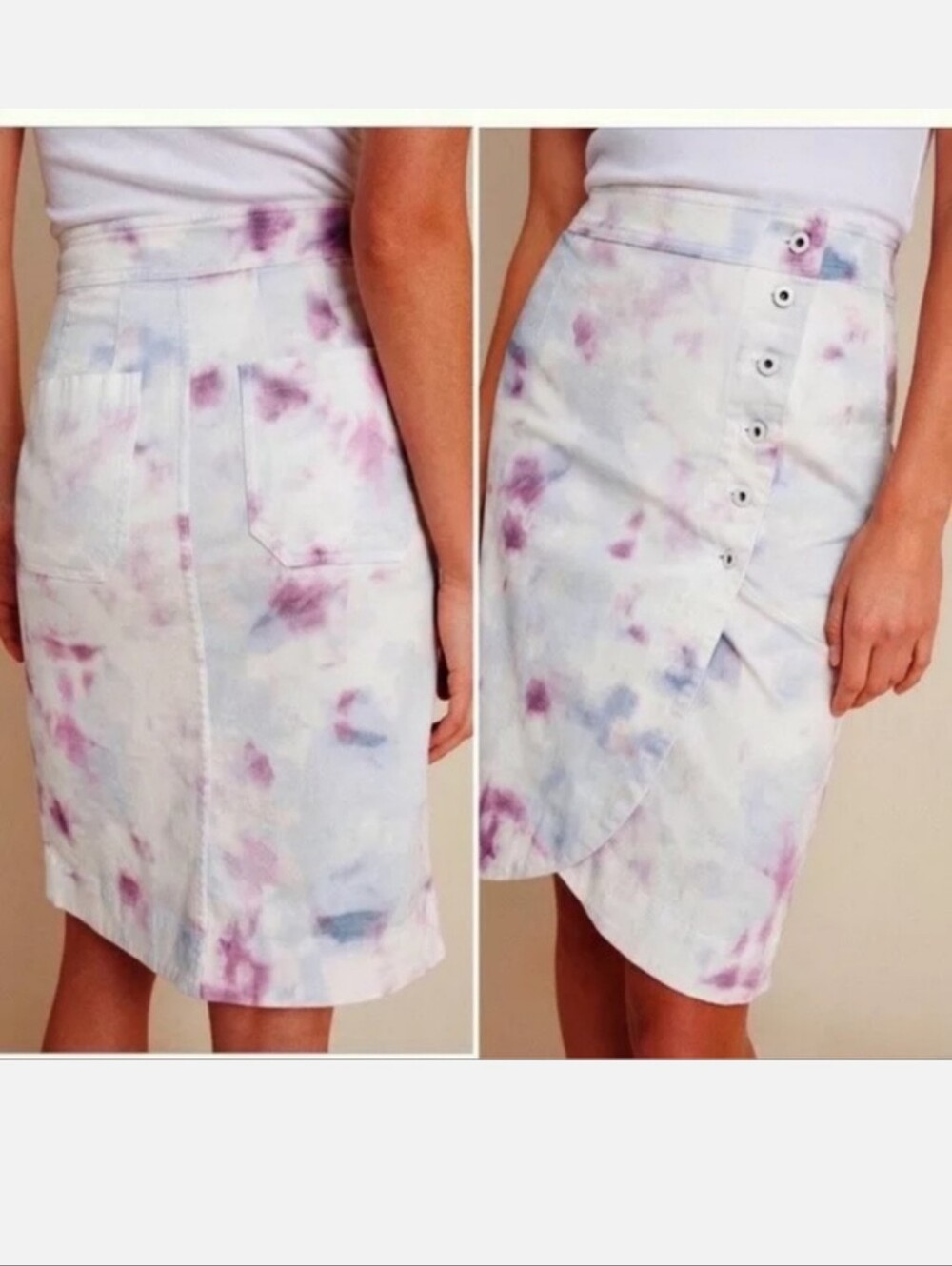 NWT Anthropologie Kimmie Tie Dye Denim Skirt Size 14